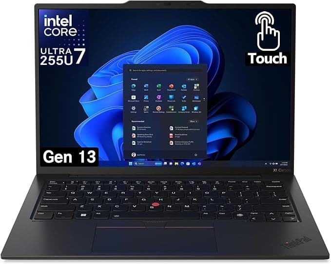 Lenovo Gen 13 ThinkPad X1 Carbon Touchscreen Laptop with Intel Ultra 7 255U Processor, 14" WUXGA 100% sRGB, 32GB DDR5 RAM, 1TB NVMe Performance SSD, FHD+ IR+ RGB Camera, and Windows 11 Pro