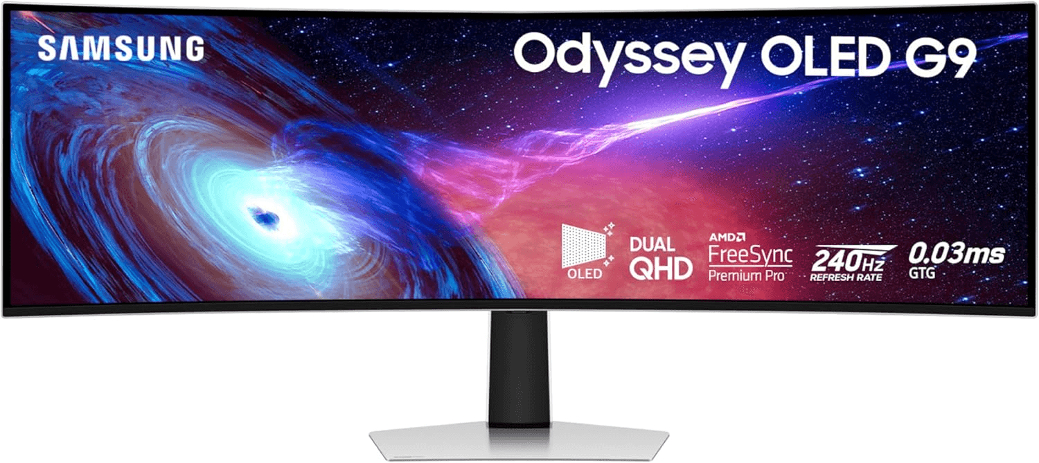 Samsung 49" Odyssey OLED (G93SC) Series Curved Gaming Monitor w QD-OLED, 240Hz, 0.03ms, DQHD, G-Sync Compatible, AMD FreeSync Premium Pro,Height Adjustable Stand,3 Yr Warranty,LS49CG932SNXZA