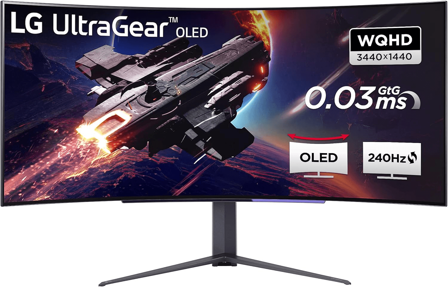 LG 45GR95QE 45-Inch Ultragear 1440p 240 Hz OLED Curved Gaming Monitor with AMD FreeSync Premium and 0.03ms Response Time (Black)