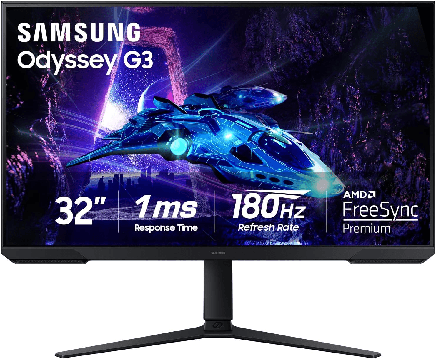 Samsung 32-Inch Odyssey G3 (G30D) Series FHD Gaming Monitor, 1ms, 180Hz, AMD FreeSync, Adjustable Stand, Black Equalizer, Virtual Aim Point, Eye Saver Mode, Flicker-Free, LS32DG302ENXZA