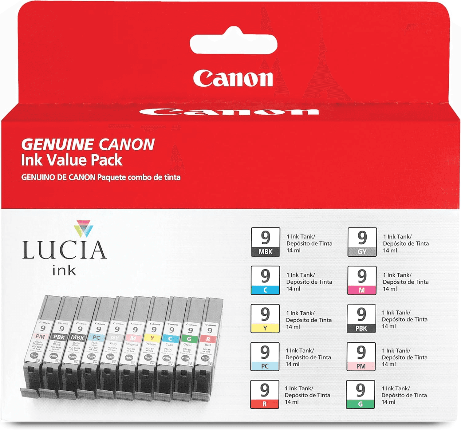 Canon PGI-9 Genuine Ten Color Multi Pack , Compatible with Pro9500, and Pro9500 Mark II Printers