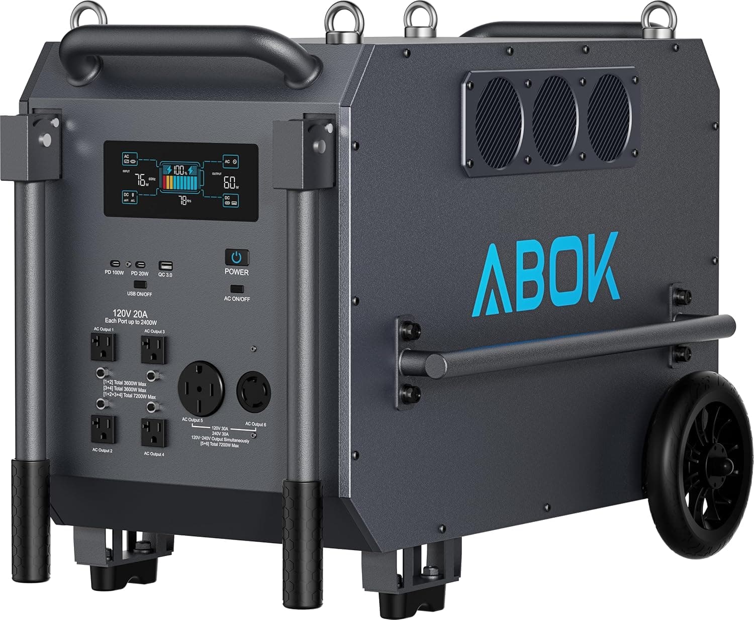 Ark7200 Portable Power Station, 120/240V 7200W AC Output, 9792Wh LiFePO4 Home Battery, Solar Generator for Forestry Operation, Construction Site, Emergency, Power Outages (Ark7200)