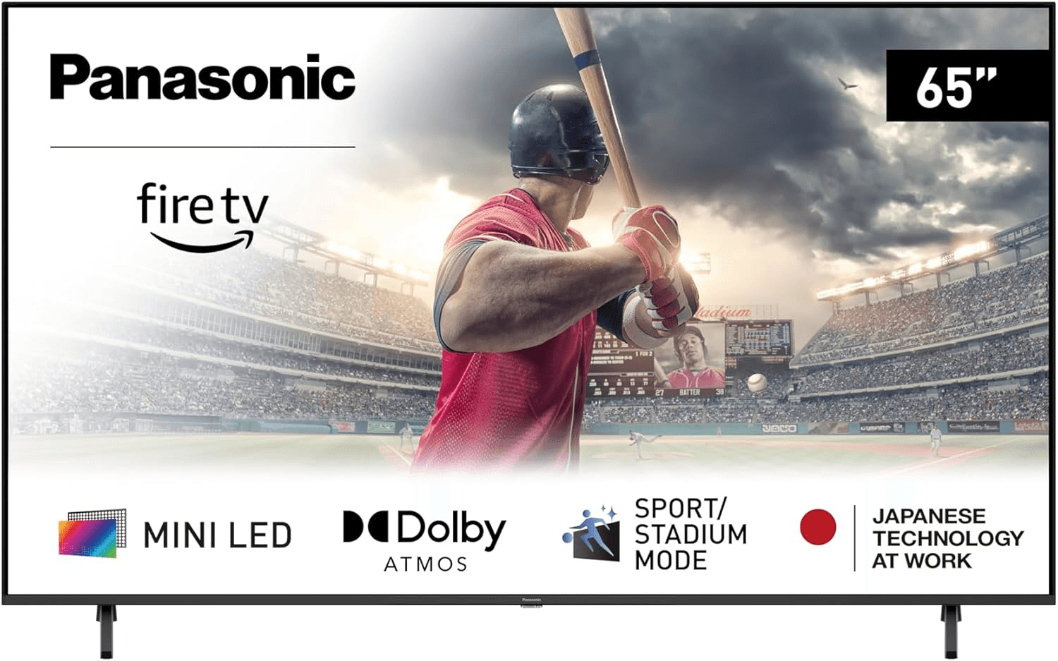 Panasonic W95 Series 65-inch Mini LED 4K Ultra HD Smart Fire TV, Sport Stadium Mode, ATSC3.0, Dolby Vision IQ, Dolby Atmos, HDR10+ Adaptive, Press and Ask Alexa, 144Hz, Wall-mountable - 65W95AP